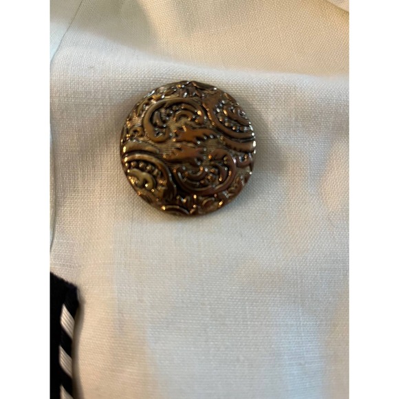 RARE! VINTAGE Bestini Paris WHITE/BLACK HUGE GOLD BUTTON BLAZER SZ S-M - Picture 3 of 5